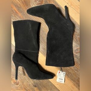 ZARA Black Suede Heeled Boots – Size 39 US 8 (New with Tags)